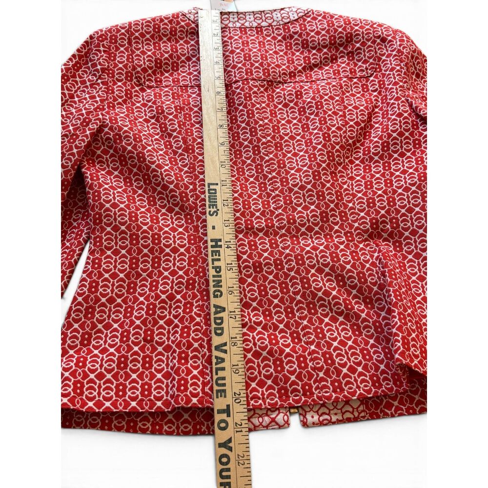 Jones New York Signature Petite Blazer 2P Red White Print Zip Front NWT - Picture 6 of 12